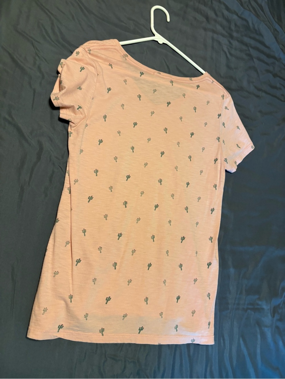 Marine Layer Peach Short Sleeve Tee with Green Cactus Print